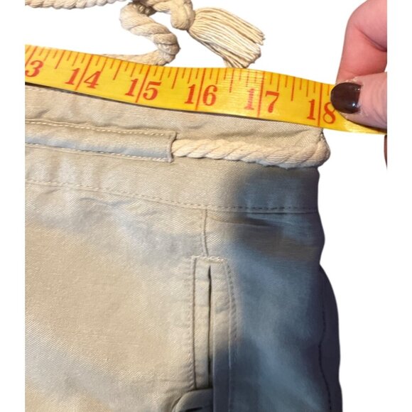 Sandro Crop Linen-Blend Pants With Rope Waist Beige Womens Size 14 - Picture 5 of 6